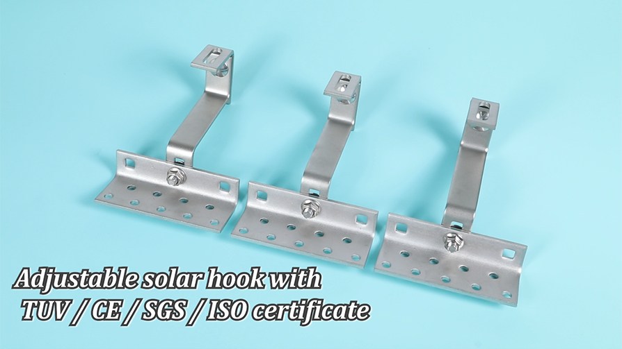 Solar pv roof mounting hooks stainless steel adjustable solar hook