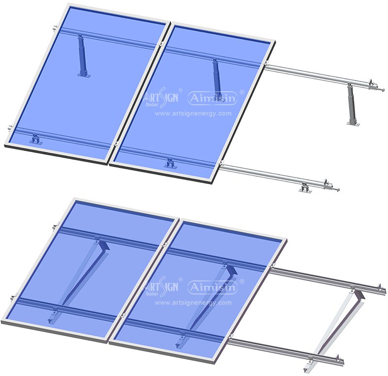 Flat roof triangle solar aluminum structures