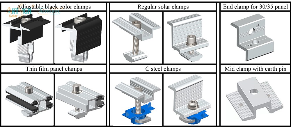 Solar mounting system clamps