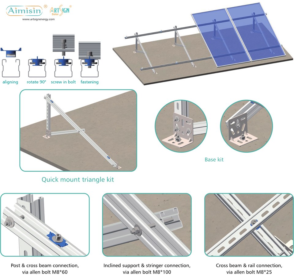 flat roof solar triangle ballast