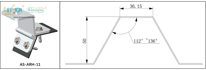 ③ T-Clamp solar mounting system bracket The T-shaped clamp solar mounting system bracket is mainly suitable for the installation of T-shaped metal tin steel roofs. It uses T-shaped clamps and rails to connect and lay solar photovoltaic panels on the original roof. It does not damage the original structure and is easy and quick to install.