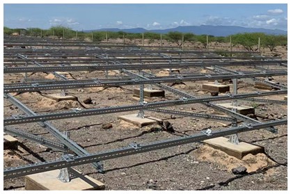 Cement base solar ground mount
