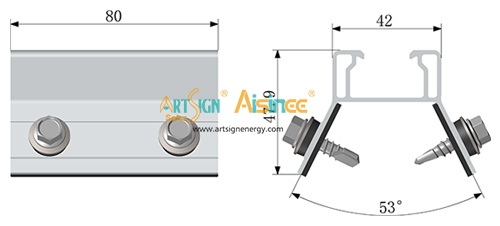 ART SIGN solar panel roof rack bracket AS-ARH-26 size view