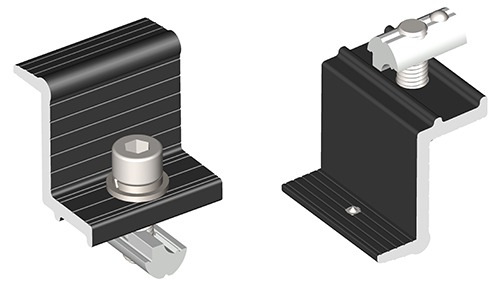 Black solar rail end clamp with G nut Black solar rail end clamp with G nut