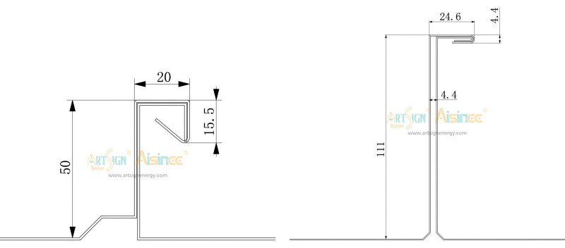 solar standing clamp dimensions