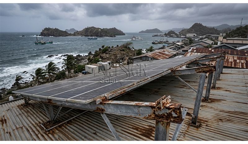 Solar panels installed in coastal areas