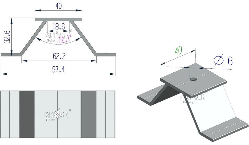orrugated metal roof solar mounting components