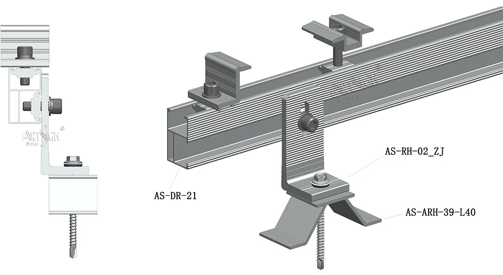 orrugated metal roof solar mounting components
