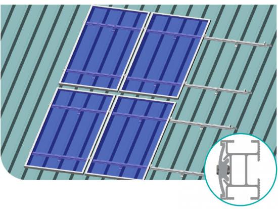 Solar panel mounting system for pitched metal roof