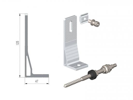 Aluminium solar panel mounting structure manufacturer roof hook 125#