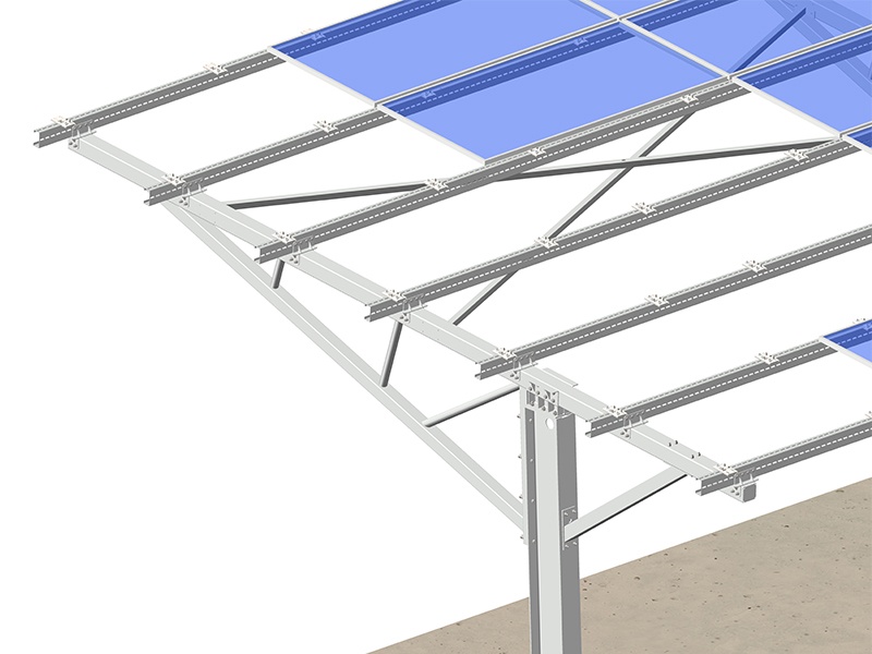 PV panel carport mounting structures - Single post solar carport 