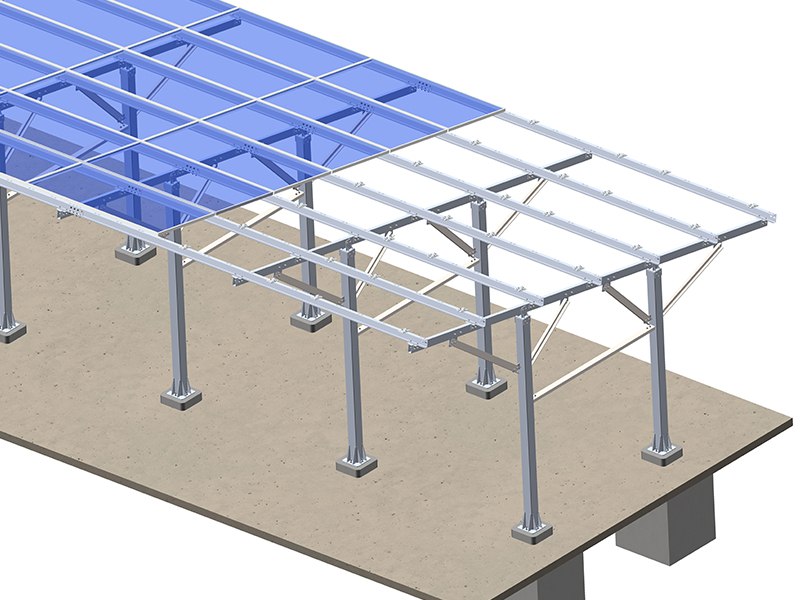 DIY residential commercial PV solar panel carport kit parking structures - Double post solution 