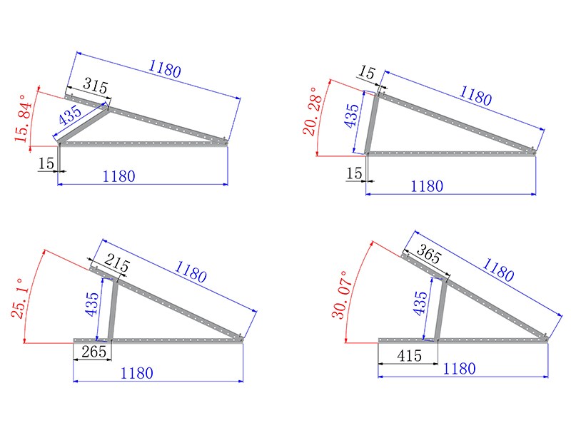FLAT ROOF - Adjustable tilt solar mount bracket with foldable tilt legs 