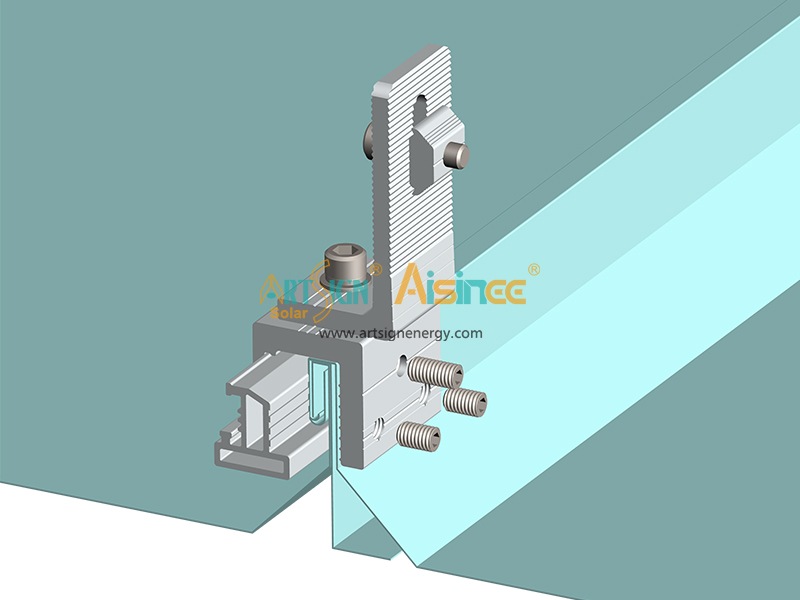 Solar panel seam roof clip mounting stand