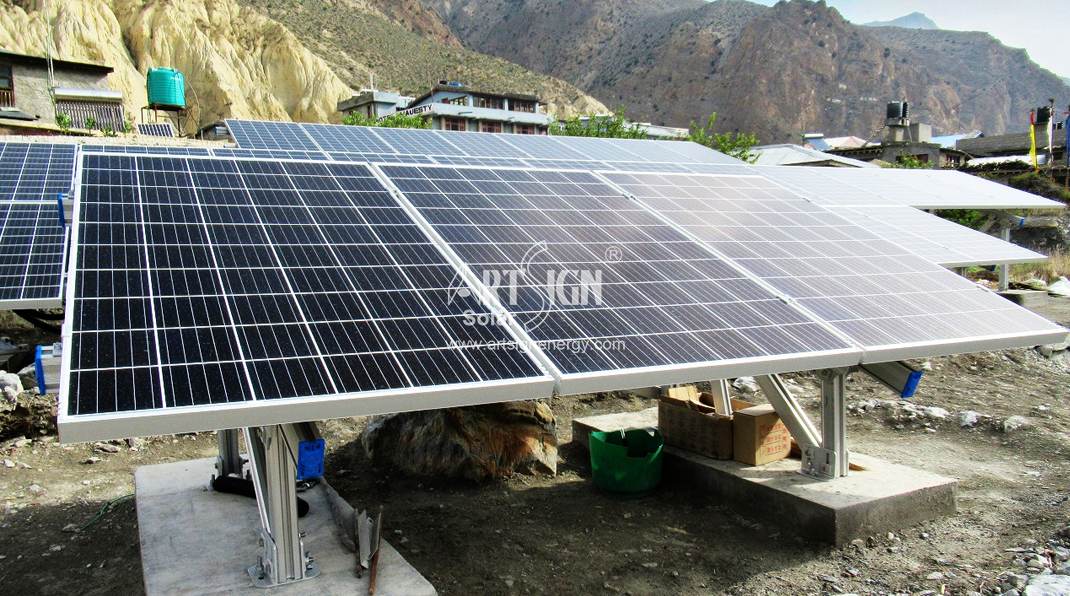 All Aluminum Solar Ground Mounting System project in Jomsom airport